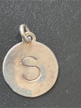 Initial 'S' Round Pendant Necklace Charm in Silver Tone